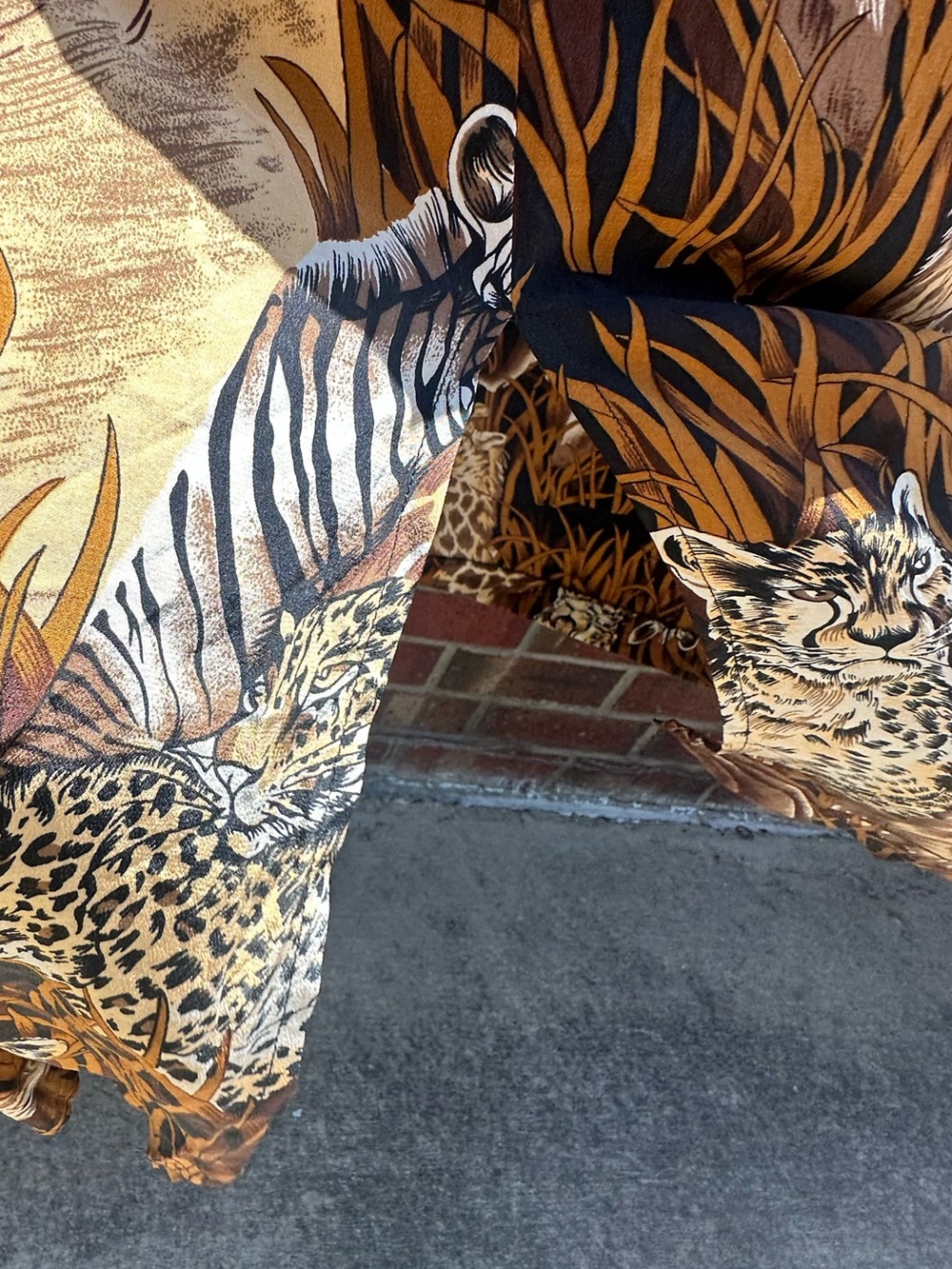 Regina Porter 100% Silk Skirt Safari Print Animal Print BOHO Luxe Vintage Nature - Picture 7 of 11
